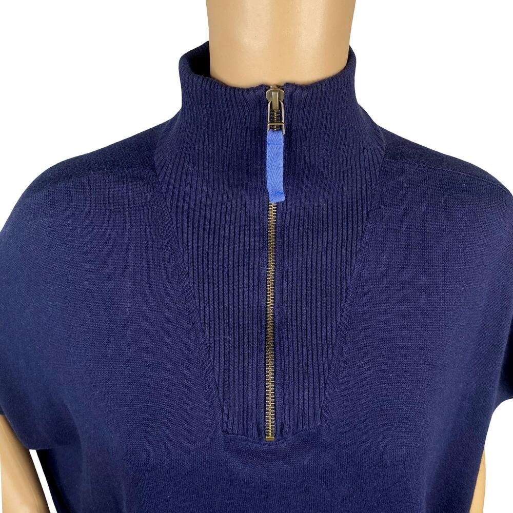 Lilla P Navy Blue 1/2 Zip Poncho Sweater Oversized Modal Knit One Size OSFM - Picture 6 of 12